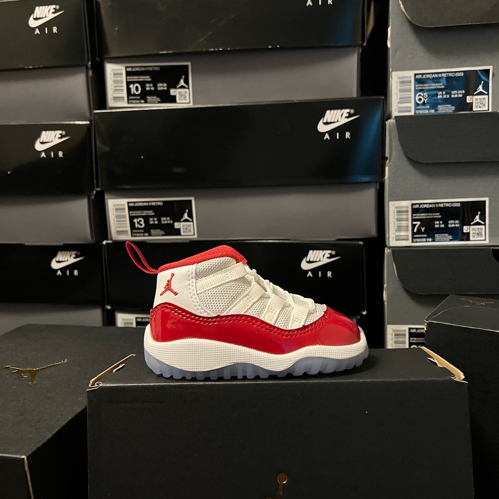 SHIPS NOW! TD Air Jordan 11 XI white varsity red Cherry 378040-116 size 4c - 10c - Picture 4 of 12